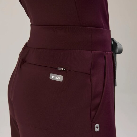 Figs High Waisted Salina FORMx Wide Leg Scrub Pants in Burgundy, Size Medium - Picture 6 of 11